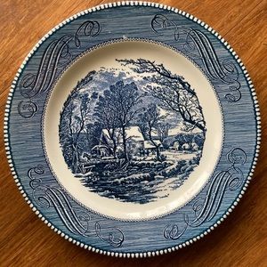 Vintage Currier & Ives By Royal "The Old Grist Mill" Underglaze Print Plate